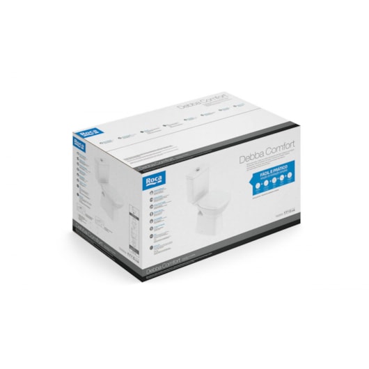 Kit Vaso Sanitário Com Caixa Acoplada E botão Elevado Com Assento PP Debba Comfort Branco Roca - Imagem principal - 8fe13aa1-6df1-45ee-880b-6ca7f3e3b3c9