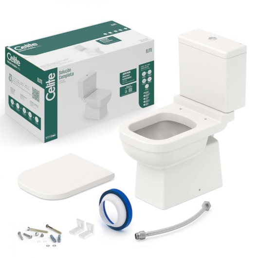 Kit Vaso Sanitário Com Caixa Acoplada E Complemento De Instalação Elite Beige Celite - Imagem principal - 00df3cd5-373b-4cc6-8dcc-72e090790716