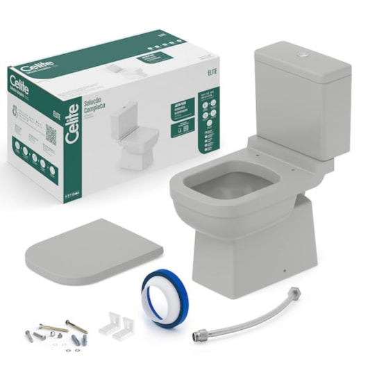Kit Vaso Sanitário Com Caixa Acoplada E Complemento De Instalação Elite Stone Celite - Imagem principal - 7a4011a0-e353-435e-8f86-237752c08eb9