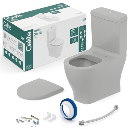 Kit Vaso Sanitário Com Caixa Acoplada E Itens De Instalação Assento Termofixo Slim Stone Celite - Imagem principal - be322568-41bb-4e40-abb0-cd56e978d69b