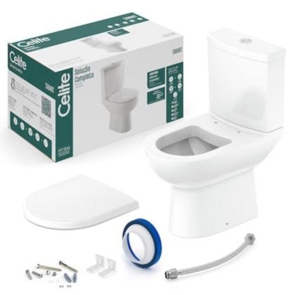 Kit Vaso Sanitário Com Caixa Acoplada E Itens De Instalaçao Smart Branco Celite