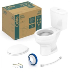 Kit Vaso Sanitário Com Caixa Acoplada EcoFlush® 3/6L e Itens De Instalação Azálea Branco Celite