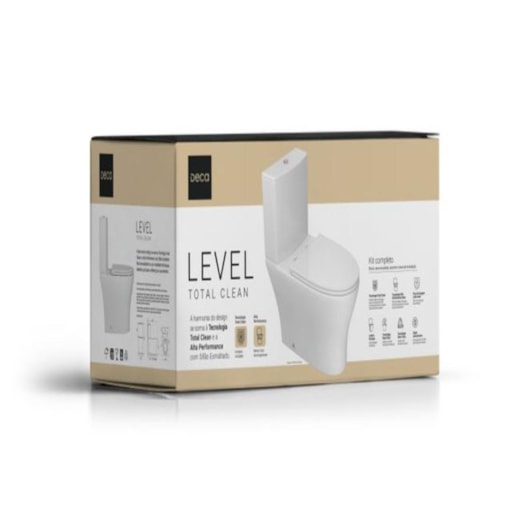 Kit Vaso Sanitário Com Caixa Acoplada Nova Level Total Clean Branco Deca - Imagem principal - 6a4f80f1-dcd0-4b00-80e3-ddc0e7ba5d1b