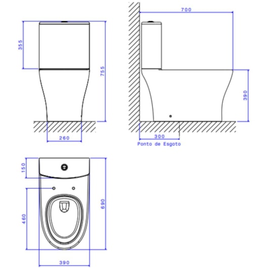 Kit Vaso Sanitário Com Caixa Acoplada Nova Level Total Clean Branco Deca - Imagem principal - 45406335-b98f-48af-af35-3e1830403463