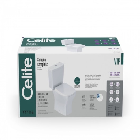 Kit Vaso Sanitário Com Caixa Acoplada VIP Branco Brilhante Celite  - Imagem principal - 99ba0c55-ab75-42f4-ba63-7b513bf46bdb