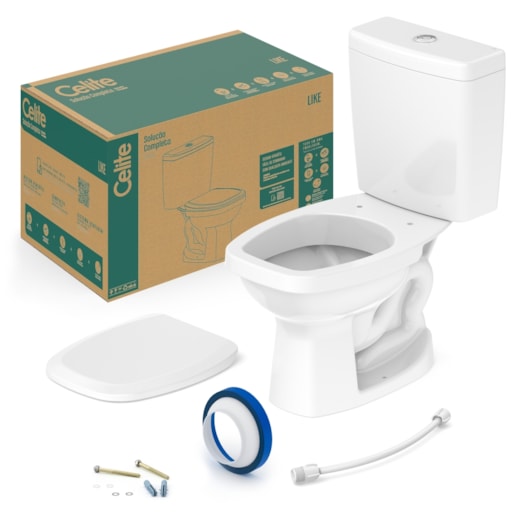Kit Vaso Sanitário Completo Com Caixa Acoplada Assento Polipropileno Componentes De Instalação Like Branco Celite - Imagem principal - fa120573-ef27-4266-9750-97c35749bd28