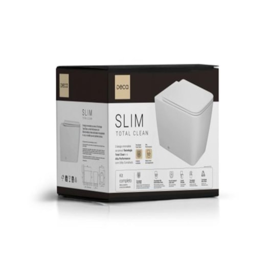 Kit Vaso Sanitário Completo Com Caixa Acoplada Slim Total Clean Branco Deca - Imagem principal - 62cdbec1-3b51-4924-810d-8e98cdf26569