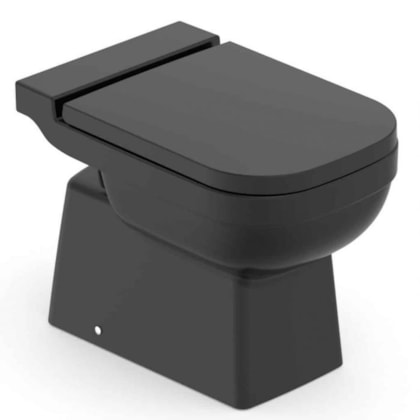 Kit Vaso Sanitário Convencional Com Acessórios De Instalaçao E Assento Sanitário Pp Sc Elite Preto Brilho Celite