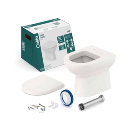 Kit Vaso Sanitário Convencional Com Acessórios De Instalação E Assento Sanitário Pp Soft Close Smart Pergamon Celite