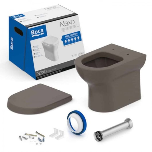 Kit Vaso Sanitário Convencional Com Acessórios De Instalação E Assento Termofixo Nexo Café Roca - Imagem principal - ed27bbd6-81e8-4587-b34f-8aef4e066092