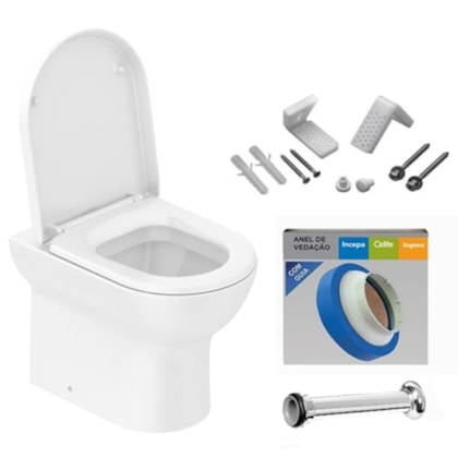 Kit Vaso Sanitário Convencional Com Assento Polipropileno Soft Close E Itens de Instalação Nexo Branco Roca