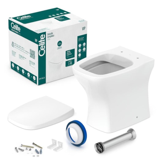 Kit Vaso Sanitário Convencional Com Assento PP E Itens de instalação Vip Branco Celite - Imagem principal - cfe50fc8-f922-48db-a794-b360b1679372