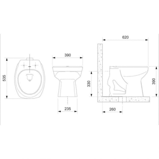 Kit vaso sanitário convencional Com Assento Termofixo E Itens De Instalação thema branco Incepa - Imagem principal - 5482fc45-ab76-4dbe-94ab-290edb692b57