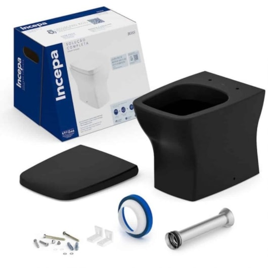 Kit Vaso Sanitário Convencional Com Assento Termofixo SoftClose Boss Matte Black Incepa - Imagem principal - 49a76408-4a03-4a40-b1e3-281e9e54f68a