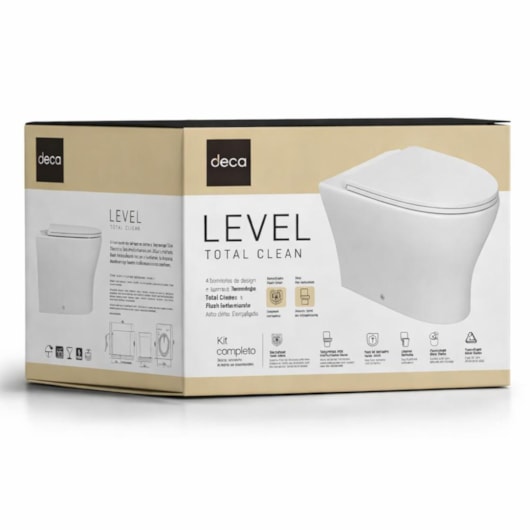 Kit Vaso Sanitário Convencional Completo Branco Level Total Clean Deca - Imagem principal - 40f7d4bc-fb8c-4c96-805c-f12cf77c7214