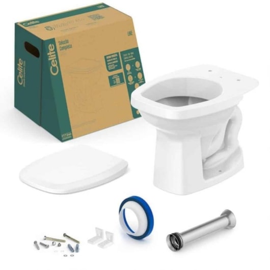 Kit Vaso Sanitário Convencional Itens De Instalação Assento Sanitário Like Branco Celite - Imagem principal - 09387b4e-f816-4f4d-a6b9-ca95846de670