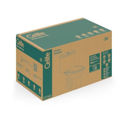 Kit Vaso Sanitário De Acessibilidade com Caixa Acoplada com Acionamento Lateral E Itens de Instalação Acesso Branco Celite