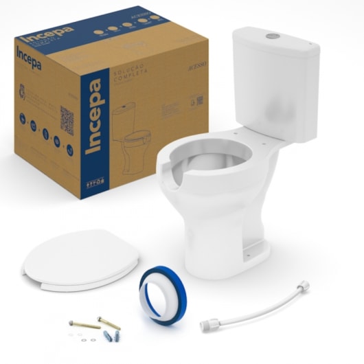 Kit Vaso Sanitário De Acessibilidade Com Caixa Acoplada E Acessórios De Instalaçao Acesso In Branco Incepa - Imagem principal - 5caf3c03-8c67-4711-82e5-a0451af20649