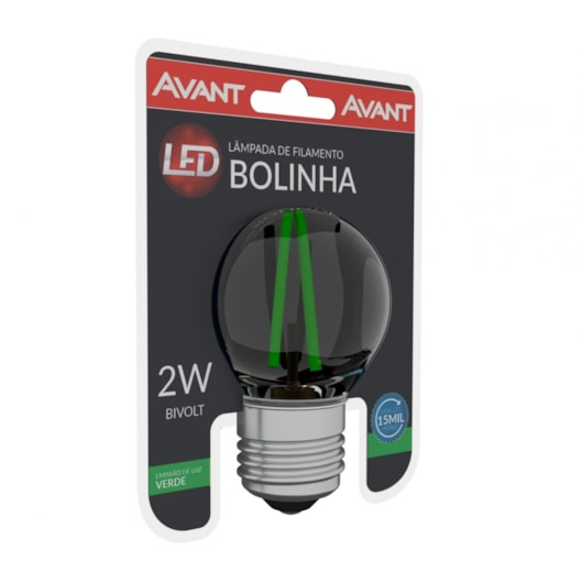 Lampada Filamento Led Bolinha 2W Luz Verde Base E27 Bivolt Avant - Imagem principal - 6c52250a-6727-4c10-ae6a-2b22ef51cd91