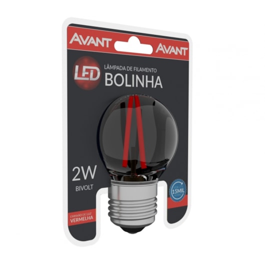 Lampada Filamento LED Bolinha 2W Luz Vermelha Base E27 Bivolt Avant - Imagem principal - 287e06e5-81f4-4406-90de-9e532371df44