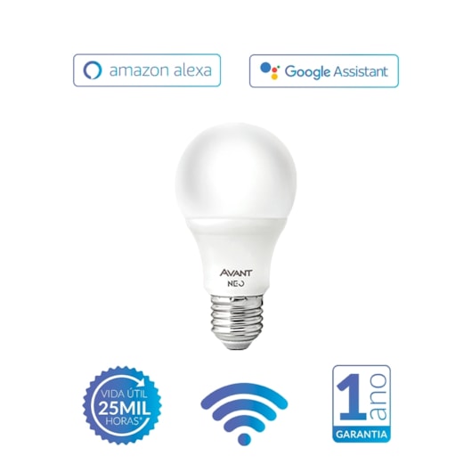 Lâmpada Inteligente LED Smart Wi-Fi Bulbo Pera NEO 10W Luz Dimerizável Amarela-Branca Base E27 Bivolt Avant - Imagem principal - 7e604ad5-0ecf-491b-9bec-24a7f989c650