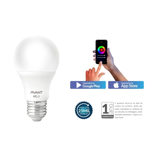 Lâmpada Inteligente LED Smart Wi-Fi Bulbo Pera NEO 10W Luz Dimerizável Amarela-Branca Base E27 Bivolt Avant - Imagem principal - 828d8e09-f830-445f-bfc4-aa2af453dabf