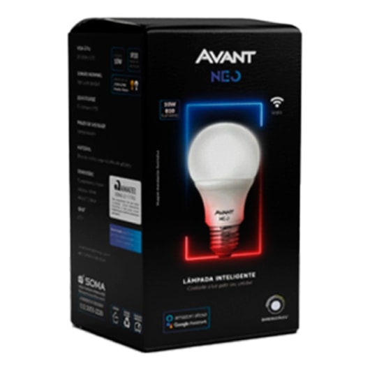 Lâmpada Inteligente LED Smart Wi-Fi Bulbo Pera NEO 10W Luz Dimerizável Amarela-Branca-RGB Base E27 Bivolt Avant - Imagem principal - cef277f6-154a-46f1-8e11-f678e868d61a