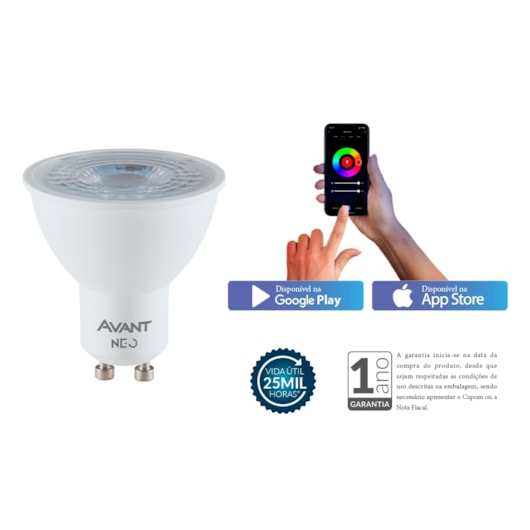 Lâmpada Inteligente LED Smart Wi-Fi Dicroica MR16 NEO 5W Luz Dimerizável Amarela-Branca Base GU10 Bivolt Avant - Imagem principal - b7bf9fa5-1d6a-4ce5-8c06-0d0eec4dba0d