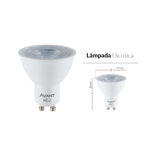 Lâmpada Inteligente LED Smart Wi-Fi Dicroica MR16 NEO 5W Luz Dimerizável Amarela-Branca Base GU10 Bivolt Avant - Imagem principal - 2c0a0b22-25b5-44b6-b1c3-be6077d46aad