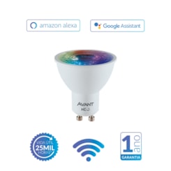 Lâmpada Inteligente LED Smart Wi-Fi Dicroica MR16 NEO 5W Luz Dimerizável Amarela-Branca-RGB Base GU10 Bivolt Avant