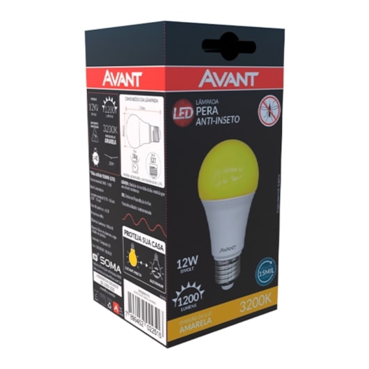 Lampada LED Bulbo Pera 12W Anti Inseto Base E27 Bivolt Avant - Imagem principal - 8a02dc3c-7113-43cb-a783-4f8323565872