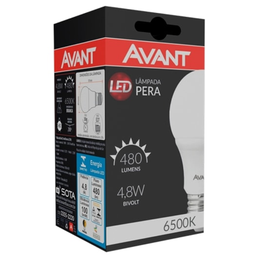 Lampada LED Bulbo Pera 4,8W Luz Branca 6500K Bivolt Avant - Imagem principal - 9576bc6d-3b77-44e9-a587-93faf5631231