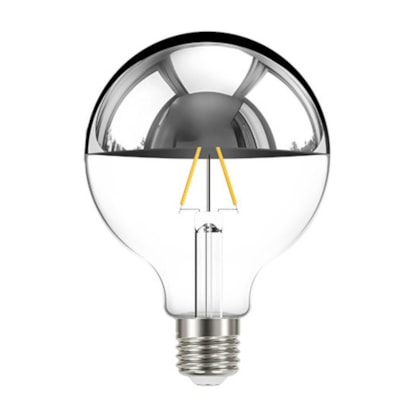 Lâmpada Led Filamento Defletora Espelhada Globo G95 Prata Taschibra Autovolt