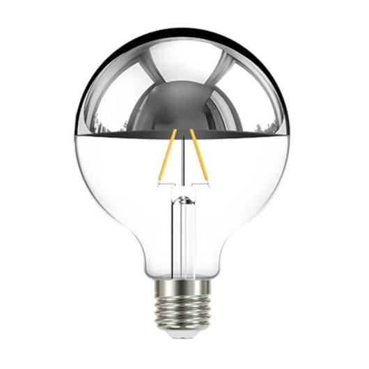 Lâmpada Led Filamento Defletora Espelhada Globo G95 Prata Taschibra Autovolt - Imagem principal - 94147051-89a6-422a-807d-526007fd26f6