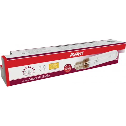 Lâmpada Vapor De Sódio Tubular E4 250W Emissão de Luz Amarela 2000K Avant - Imagem principal - 3844dd2e-fa06-4fdd-b0f4-39ca6656e78e