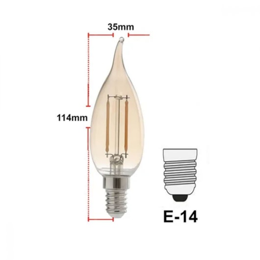 Lâmpada Vela Retrô Chama 2w 2200k 127v Emissão De Luz Âmbar E14 Avant - Imagem principal - e1495a19-4986-48a0-979f-0f4c4bf9f030