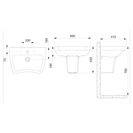 Lavatório De Acessibilidade Para Coluna Acesso Branco Celite 60x42cm - Imagem principal - b467dea9-69ba-439a-b9fa-22658629acf5