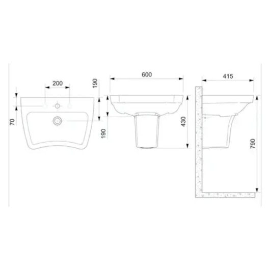 Lavatório De Acessibilidade  Para Coluna F Com Mesa Acesso Plus Branco Incepa 60x41,5cm - Imagem principal - 7ee62d34-5b96-4323-8cfb-9a5686a0a3f0