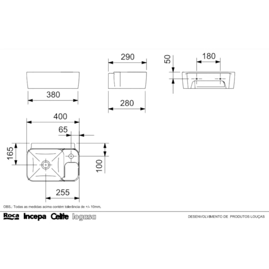 Lavatório De Apoio E Suspenso Eco Incepa Branco Incepa 41x30cm - Imagem principal - 81090c35-6ee7-4c50-a55a-9a08f4394e2e