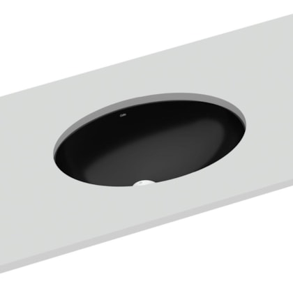 Lavatório De Embutir Oval Preto Celite 49x32,5cm