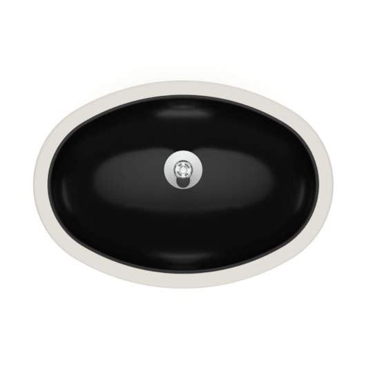 Lavatório De Embutir Oval Preto Celite 49x32,5cm - Imagem principal - 1ceda95d-bcf6-4d21-8343-5997208a5cba