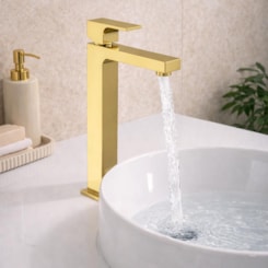 Lavatório De Mesa Monocomando Unic Bica Alta Gold Deca