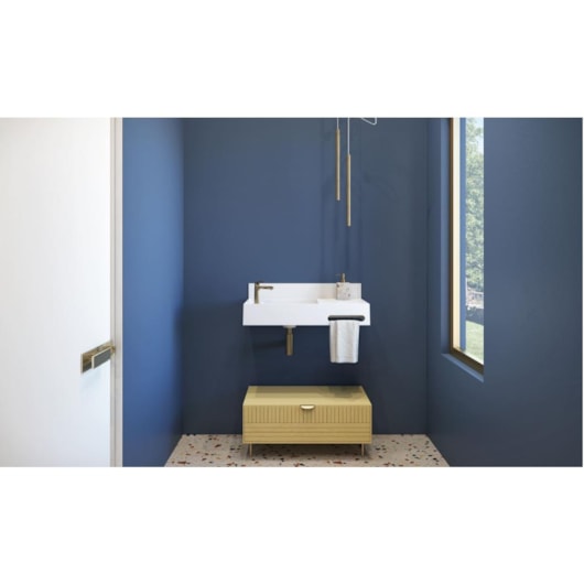 Lavatório Duramatt Suspenso Esquerdo Com Toalheiro Frontal Arles Branco Fosco Acetinado Sabbia - Imagem principal - 7bd8ee4d-e7cd-497a-850b-53657667fce5