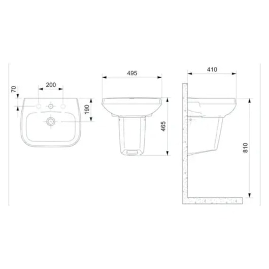 Lavatório Para Coluna Avant Plus Branco Incepa 49,5x41cm - Imagem principal - 0b9584a4-99f9-4524-9760-5a44d73182ef