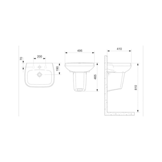 Lavatório Para Coluna Furo Central Sem Ladrao Art Branco Incepa 49,5x41cm - Imagem principal - a49eef7d-9a98-42a3-a793-d9121c9dc2d9