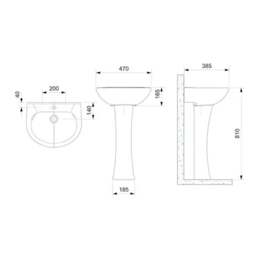 Lavatório Para Coluna Furo Central Sem Ladrao Flamingo Branco Incepa 47x38,5cm - Imagem principal - d97425e1-a0e7-44f6-ba42-4dbe1588aba1
