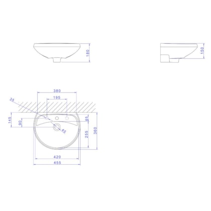Lavatório Para Coluna Izy 46x36cm Branco Deca