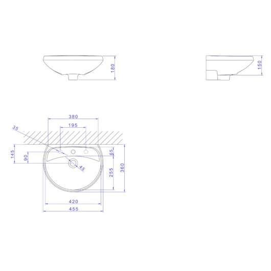 Lavatório Para Coluna Izy 46x36cm Branco Deca - Imagem principal - f1765f26-ce5c-4e4f-a688-633edaf5e4ab