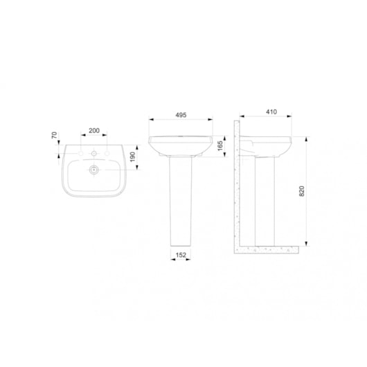 Lavatório Para Coluna Like 50x40cm Branco Celite - Imagem principal - 5b779038-d6cb-48c3-a702-00bc4f469d74