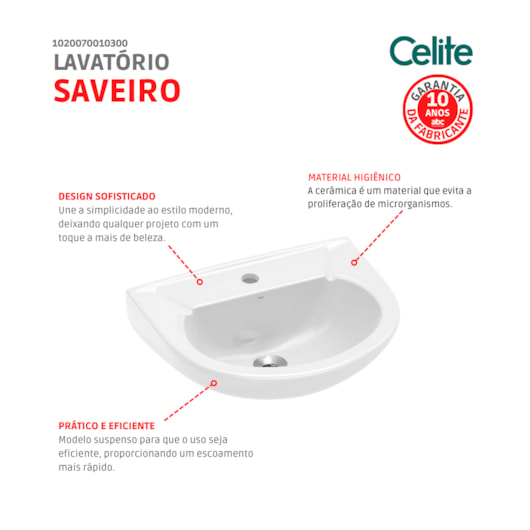 Lavatório Para Coluna Saveiro Branco Celite 47x39cm - Imagem principal - 6da5a596-55c4-4986-80db-6fc83d6609a7